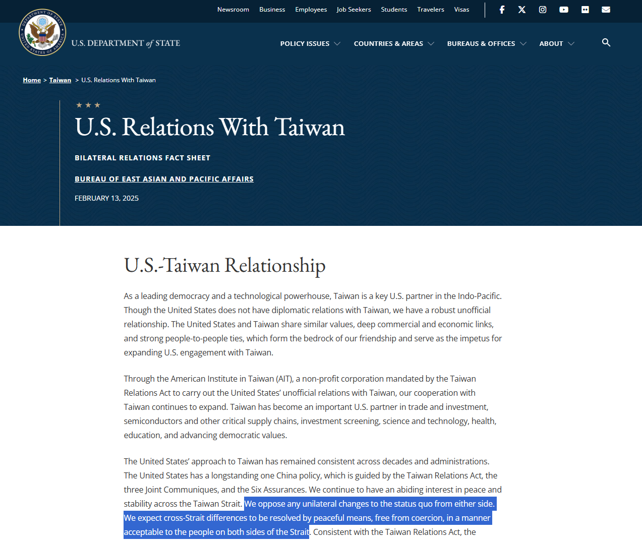 美國務院官網刪「不支持台獨」 隱含對中談判施壓台灣籌碼？